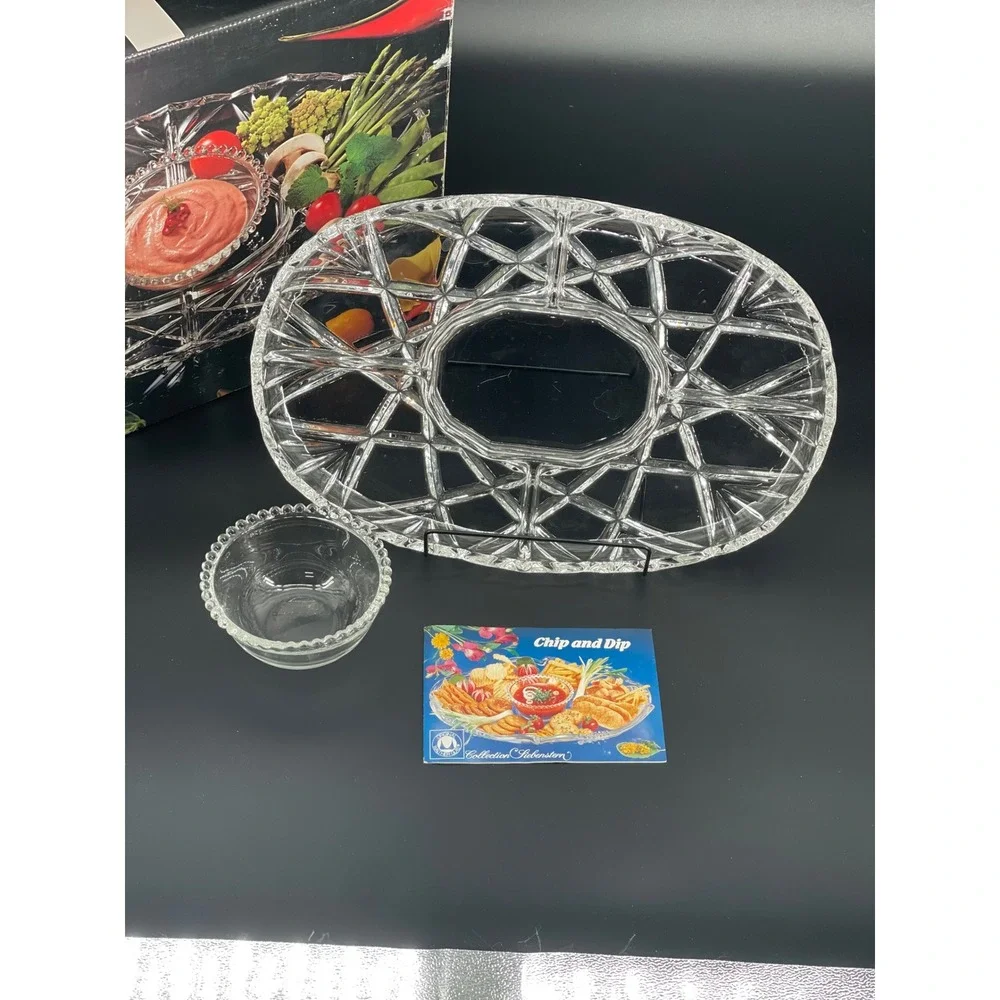 Mikasa Walther Glas Roxborough Chip and Dip Set Clear Glass Serving Platter 15in